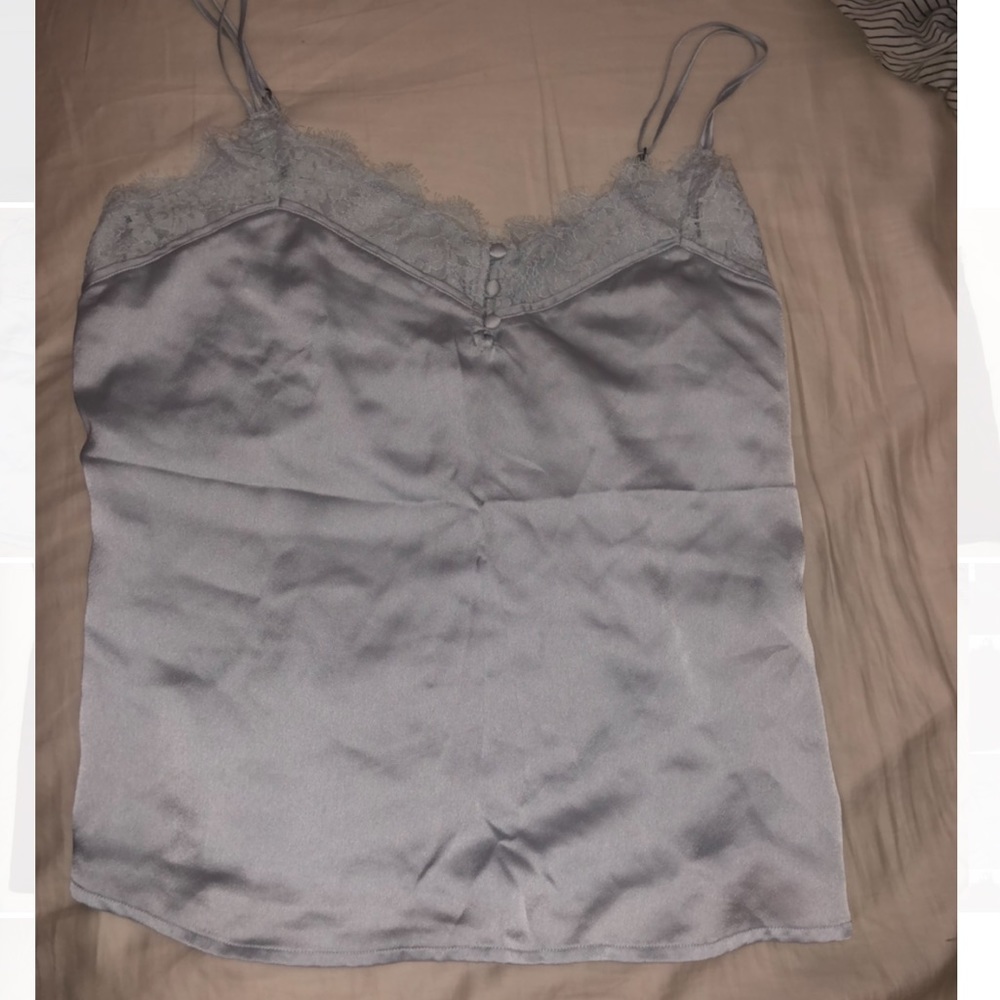 Light blue grey, never worn, lace tee